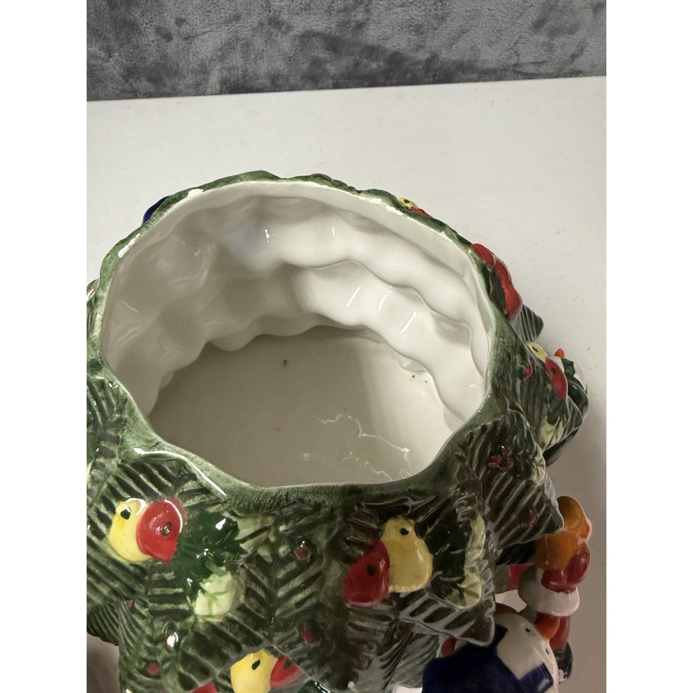 VTG 1990s Home Trends Christmas Tree Cookie Jar Ceramic Snowman Bird Cottagecore - Picture 8 of 8